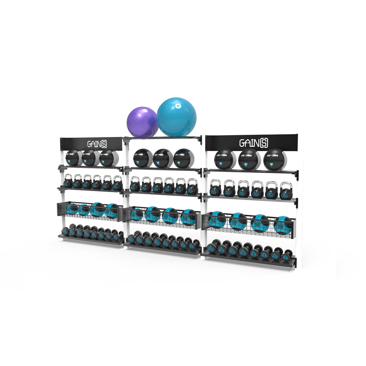 LIVE PRO 3 Bay Gym Storage Rack - Devine Fitness Equipment
