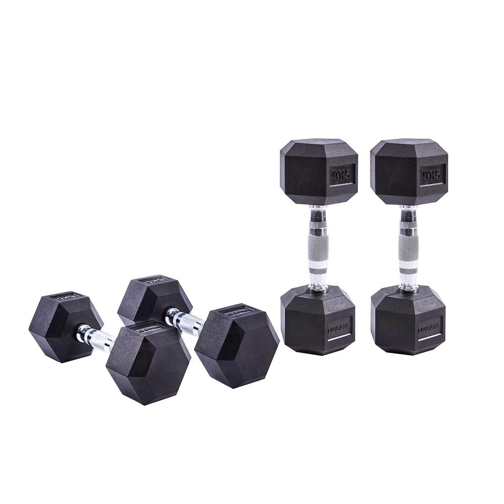 LIVE PRO Hexagonal Rubber Dumbbell Pair