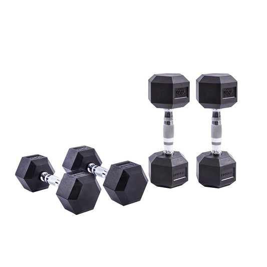 LIVE PRO Hexagonal Rubber Dumbbell Pair