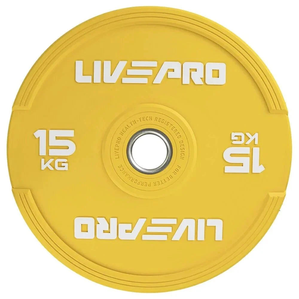 Live Pro Elite Coloured Bumper Plate 15kg single LP8332 - Devine Fitness Equipment